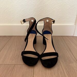 Stuart Weitzman Black Suede Block Heel Sandals